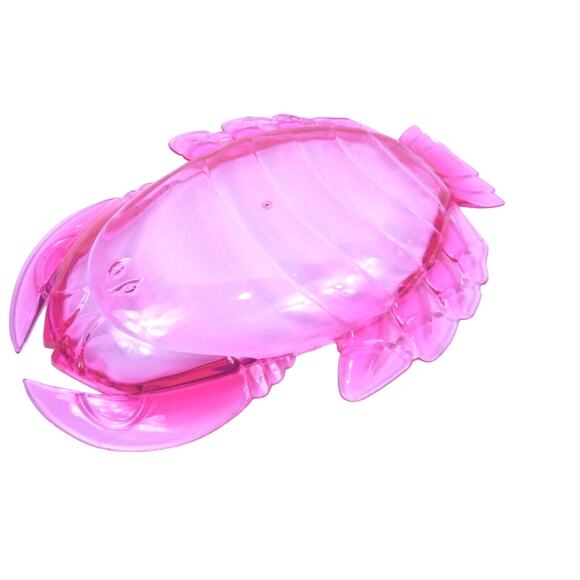 Plastic Fish Crab Serving Trays Snack Trays Taiwan Blue Pink Lot of 2 - Picture 6 of 7